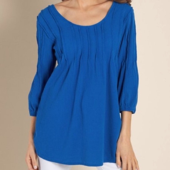 Soft Surroundings Pintuck Gauze‎ Pullover Blouse M - Picture 3 of 7